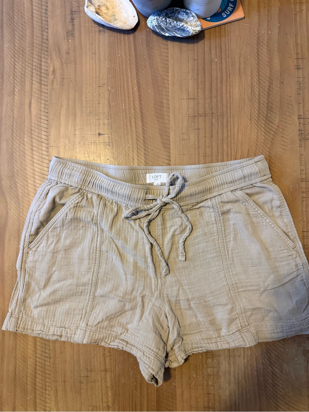 LOFT Casual Drawstring Tan Athletic Shorts